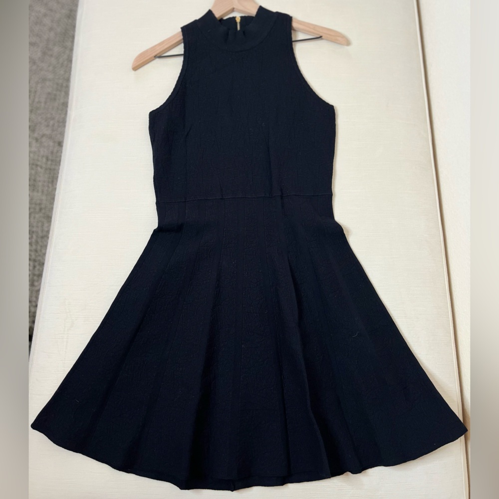 Great Jones Dress - Women's Medium Black - Fit & Flare Jacquard Mini